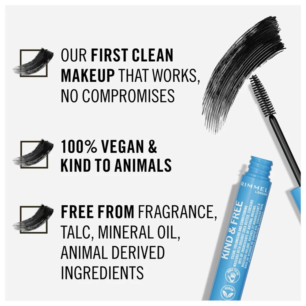 Rimmel KIND & FREE Vegan Mascara 001 Black 5 Rimmel KIND & FREE Vegan Mascara 001 Black - Afbeelding 3